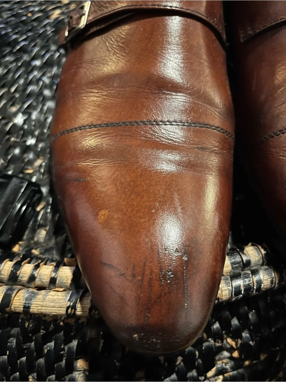 Men's Brown Leather Double Monk Strap Dress Shoes
